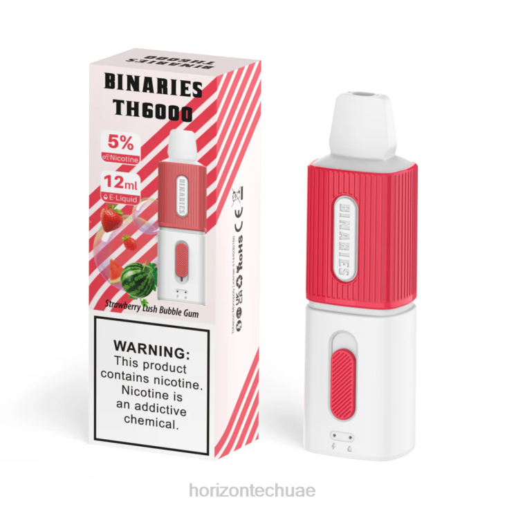 HorizonTech Binaries Cabin th6000 القابل للتصرف 12 مل علكة الفراولة المورقة HLP04117 | Horizontech Vape Kit